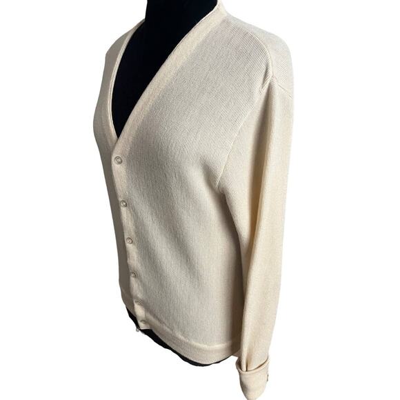 Vintage 70s Cream Beige Van Cort Cardigan Sweater Casual Layering Medium Spring - Picture 4 of 6